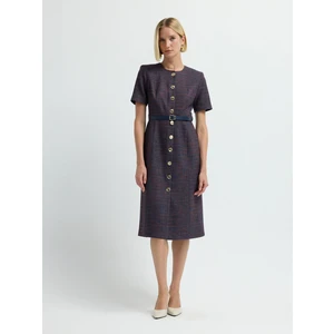 Adl Düğmeli Elbise Lacivert 12444890001