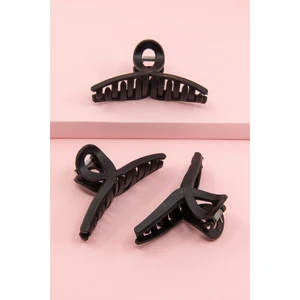 H&E Design Kadın 3'lü Siyah Fiyonk Mandal Toka Seti