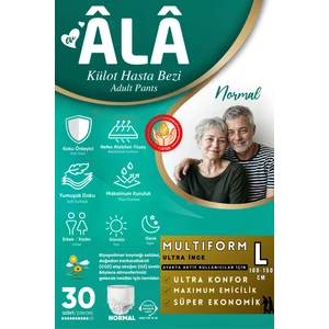 Âlâ Multiform 30'lu Ayakta Hasta Kaçırma Külodu Seviye 2 (1200ML Emicilik) Large 100-135 cm