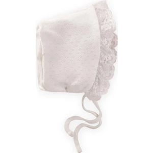 Fistolu Bağlamalı Bebek Şapka 0-1 Yaş Kırık Beyaz