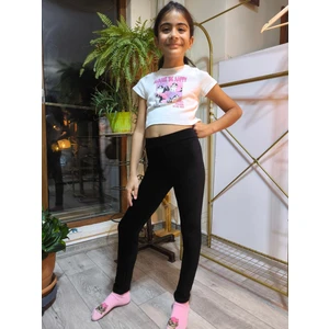 Şimo Butik Kız Çocuk Tayt Kışlık Kadife Beli Lastikli Siyah