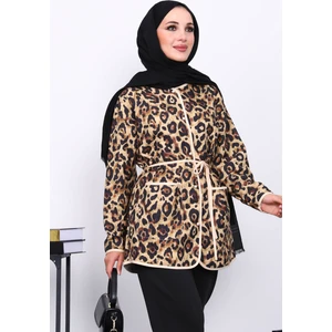 İmaj Butik Vizon Etnik Desenli Cepli Ceket