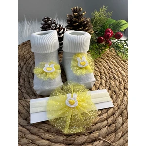 Thalia E-Store Kız Bebek Süslü Çorap Bandana Set