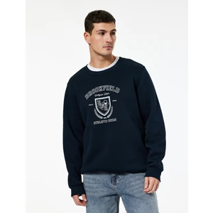Uzun Kollu Bisiklet Yaka Baskılı Sweatshirt