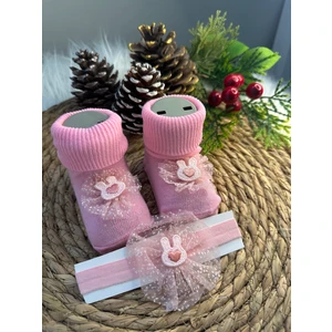 Thalia E-Store Kız Bebek Süslü Çorap Bandana Set