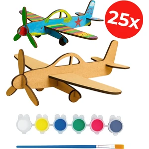 Ahşap Model Boyama - Uçak Tasarım Seti - Uçak Boyama Etkinliği - 25'li