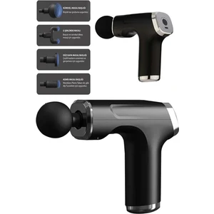 Yeni Nesil Profesyonel Şarjlı Masaj Tabancası 4 Başlıklı ve 6 Kademeli