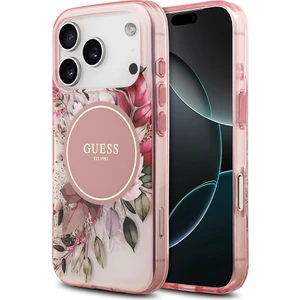 iPhone 17 Pro Max Uyumlu Kılıf Guess Lisanslı M-Safe Şarj Özellikli Flower Tonal Circle Kapak Pembe