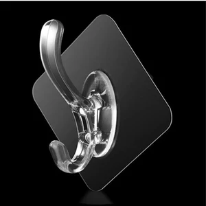 5 Adet - Tekli Kendinden Yapışkanlı Şeffaf Askılık - Güçlü Silikon Yapışkanlı - Kapı Arkası, Mutfak, Banyo Duvar