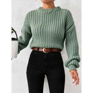 Sçlk Tekstil Kadın Kalın Örgü Balon Kol Triko Kazak