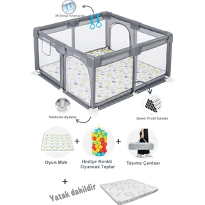 Playard Güvenli Bebek Ve Çocuk Oyun Alanı Oyun Parkı 120X120 Oyun Matı Topları Yatak