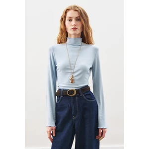 Balıkçı Yaka Bluz Mavi