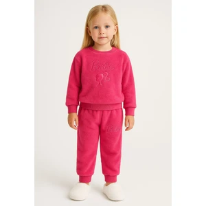 Gökçe Kids Club Kız Çocuk Sarı Polar Eşofman Sıcak Tutan Kışlık Peluş Sevimli 2’li Alt Üst Takım