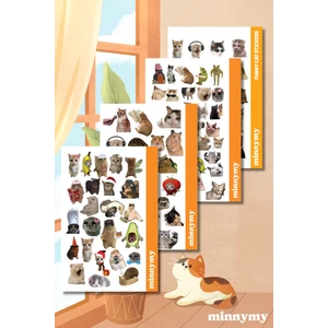 4'lü Cat Collection Sticker, Çıkartma, Ajanda, Günlük, Planlayıcı, Bullet Journal ,scrapbook