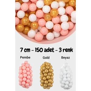 Wellgro 7 cm Top Havuzu Topu 150 Adet Gold, Beyaz, Pembe
