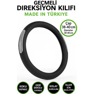 Toyota Corolla 2007-2013 Geçmeli Direksiyon Kılıfı Delikli Siyah Gümüş Deri