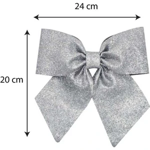 Yılbaşı  Gümüş Eva Fiyonk Kurdele 24X20 cm Parlak Simli Yılbaşı Temalı Çam Ağacı Süsü Ağaç Dekoru