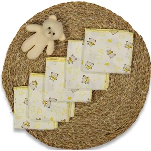 Tüm Ciltler Için Ayıcık Desenli Penye %100 Pamuk 10'lu Bebek Ağız Mendili