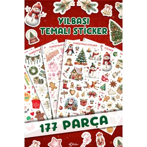177 Parça Yılbaşı Temalı Sticker Seti - Kalem Suluk Defter Cam Masa Laptop Tablet Sticker Yeni Yıl