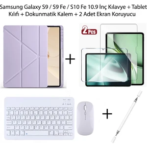 Yesnıce Samsung Galaxy S10 Fe / S9 Fe / S9 10.9 Inç Uyumlu Standlı Kılıf ve Dokunmatik Kalem ve Klavye ve Mouse