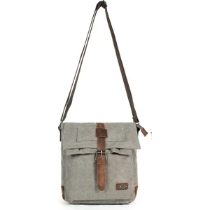 Necati Çanta Kanvas Kapaklı Çok Gözlü Çapraz Postacı Çanta Gri