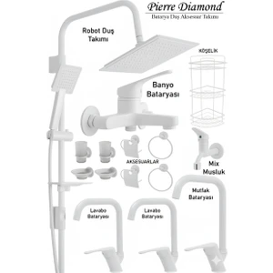Mutfak Lavabo Banyo Bataryası Robot Duş Takımı Aksesuarlar Beyaz Siyah Krom