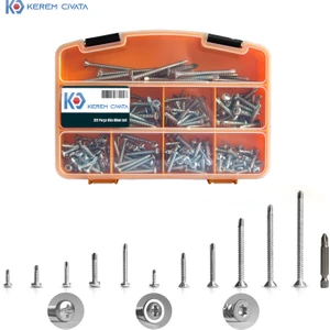 322 Parça 13 Çeşit Matkap Uçlu Vida Seti