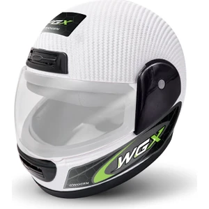 Fullface Kask Karbon Beyaz-Yeşil (L)