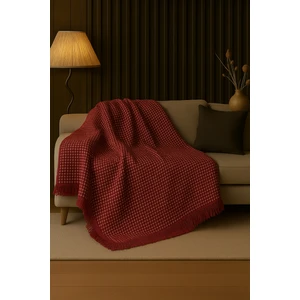 Rell Home Pamuklu Dokulu Ekru Koltuk Şalı 170X220 cm – Saçaklı Tv Battaniyesi & Dekoratif Koltuk Örtüsü