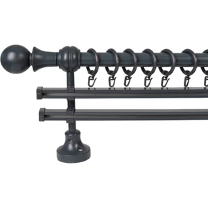 Meyra Demonte Başlıklı Ahşap Rustik Perde Askısı - Çift Raylı