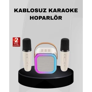 Taşınabilir Karaoke Hoparlör Bluetooth 5.0 ve Çift Mikrofonlu