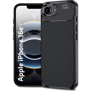 Apple iPhone 16E Uyumlu Kılıf Karbon Tasarım Kamera Korumalı Silikon Telefon Kılıfı Kapak