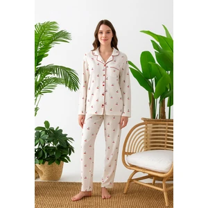 Uzun Kol Gömlek Yaka Kadın Pinterest Pijama Takımı -  Kadın Pijama- Geniş Beden Aralığı