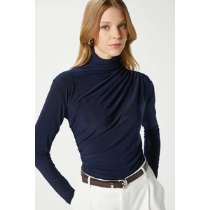 Kadın Moon Büzgülü Lacivert Sandy Bluz