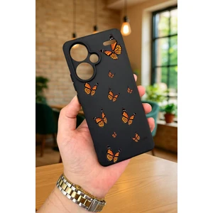 Vip Case Xiaomi Redmi Note 13 Pro Plus Kelebek Desenli Silikon Darbe Emici Klasik Korumalı Rubber Kılıf