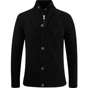 Çizgi Triko Erkek Kalın Örgü Triko Hırka Düğmeli ve Fermuarlı Cepli Klasik Kalıp - 5248M