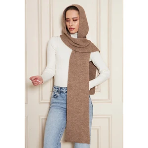 Irmak Kerekli Kadın Yumuşak Dokulu Kapşonlu Atkı Selanik Örgü Kapşonlu Şal 13038