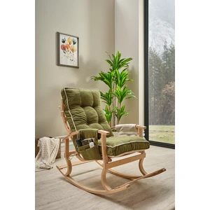 Relax Lüx Ahşap Çift Minderli Çift Cepli Sallanan Sandalye Çift Taraflı Sallanan Koltuk Tv Koltuğu