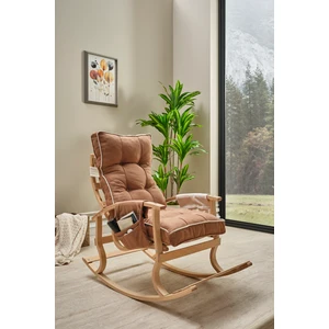 Relax  Lüx Ahşap Çift Minderli Çift Cepli Sallanan Sandalye Çift Taraflı Sallanan Koltuk Tv Koltuğu