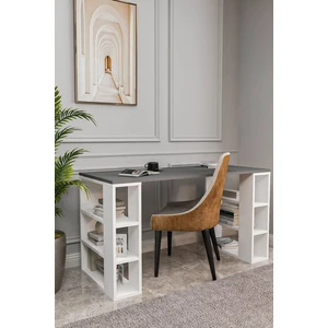 Blacksea Mobilya Dekoratif Çalışma Masası,6 Bölmeli Bilgisayar MASASI,130CM Pc Masası