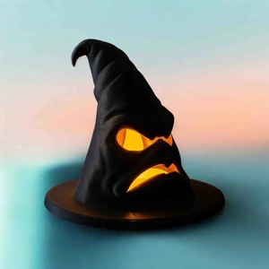 3D Baskı Büyücü Şapka Gece Lambası – LED Işıklı Cadı Şapka Dekor Lambası