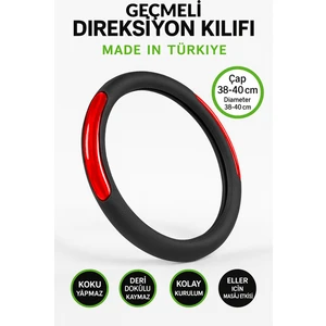 Kia Sportage 2024-2025 Geçmeli Direksiyon Kılıfı Delikli Siyah Kırmızı Deri