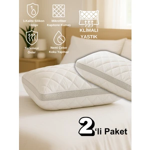 2'li 800 gr Klimalı Mikrofiber Kapitone Yastık Yumuşak Antialerjik Makinede Yıkanabilir Pürüzsüz 50X70CM
