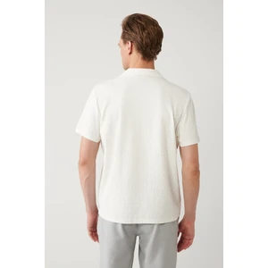 Avva Erkek Ekru Apaj Yaka Jakarlı Kısa Kollu Regular Fit Gömlek A41Y2215