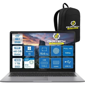 Expertbook P1 P1503 Intel Core I7-13700H 48GB Ddr5 1 Tb SSD Wın 11 Pro 15.6 Fhd Intel UHD Taşınabilir Bilgisayar + Notebook Çantası