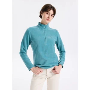 Discovery Expedition D5WL-SWT3302 Mint Fermuarlı Yaka Basic Düz Kadın Polar Sweatshırt