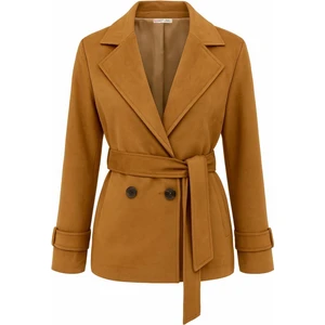 4779 Kadın Kemerli Süet Ceket Camel
