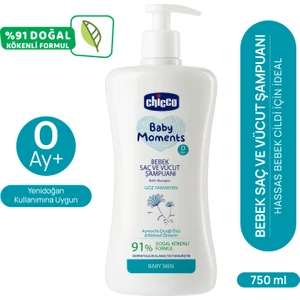 Baby Moments Doğal Bebek Saç ve Vücut Şampuanı Göz Yakmayan Arındırıcı Etki 750 ml