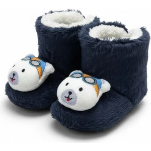 Lacivert Ayıcık Çocuk Panduf | Kaydırmaz Tabanlı, Yumuşak Wellsoft Ev Botu