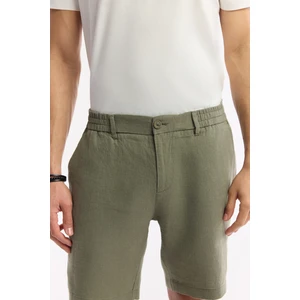 Avva Erkek Haki Beli Lastikli %100 Keten Relaxed Fit Şort B003732